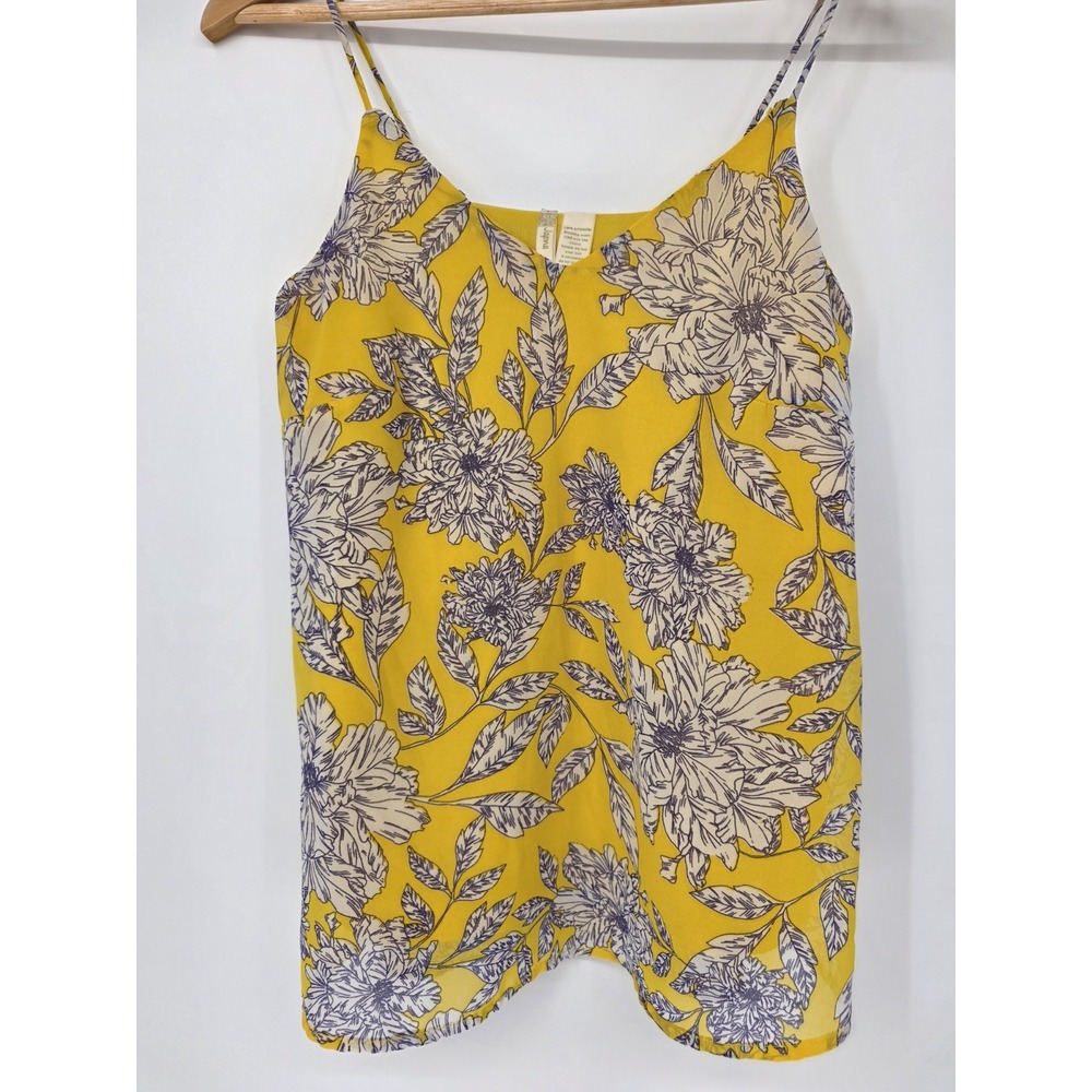 Japna Strappy Yellow Blue Floral Tank Top Size Small